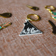 Load image into Gallery viewer, The stars shine bright on this fun black and white mountain range soft enamel keychain.  Show off your style wherever you go! Our enamel keychains are the perfect accessory for your keys or use them as a zipper charm.
