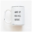 Load image into Gallery viewer, WAKE UP KICK ASS REPEAT - MUG - PRAIRIE CHICK PRINTS
