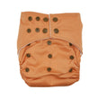 Load image into Gallery viewer, Cloth diaper in "just peachy" orange/yellow with brown buttons

